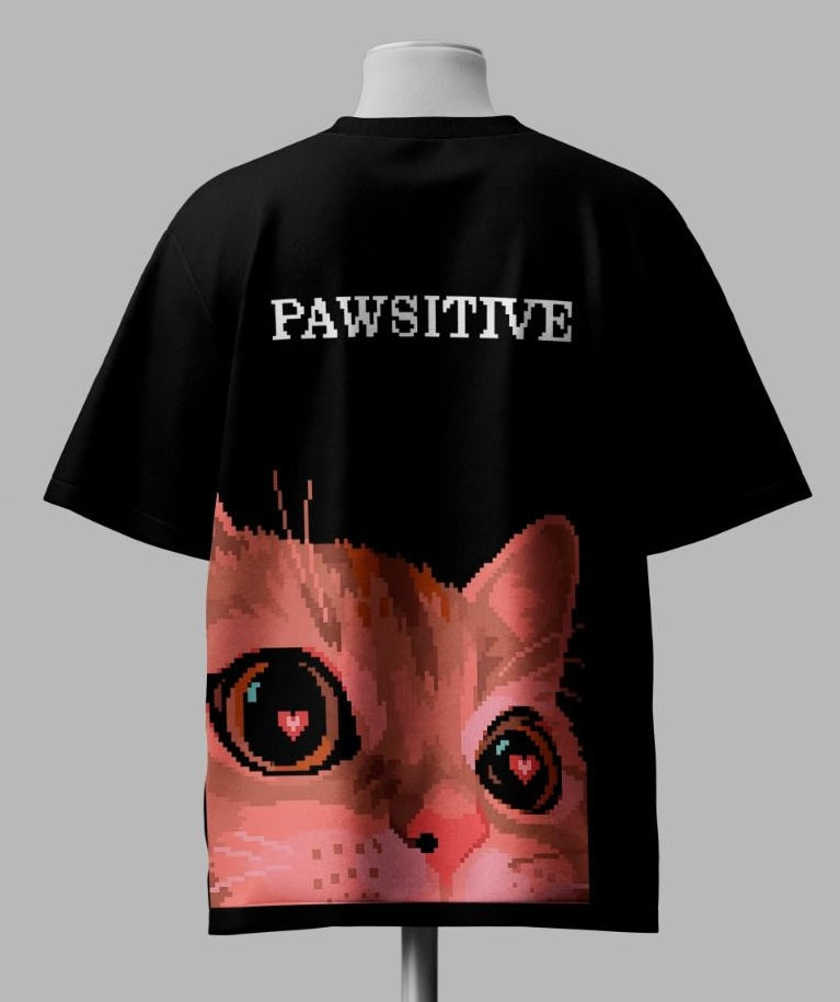Popupculture Oversized T-shirt-[Pawstive CAT]